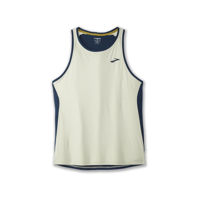 Brooks Atmosphere Running Tank Top - Men's - Honeydew/Indigo Rush/Beige (21958-YWET)